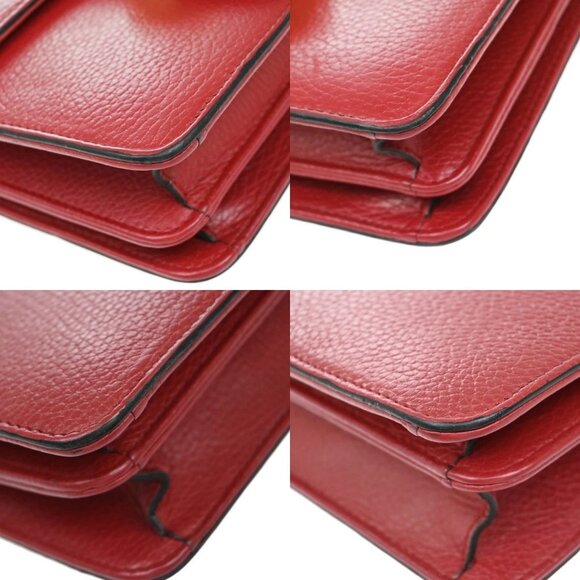 GUCCI Logo Interlocking G Chain Shoulder Bag Leather Red GHW Italy 58KA971 - Picture 7 of 16